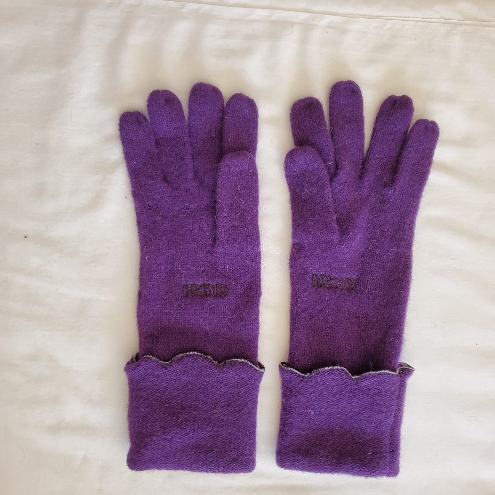Moschino Embroidered Purple Wool Blend Gloves